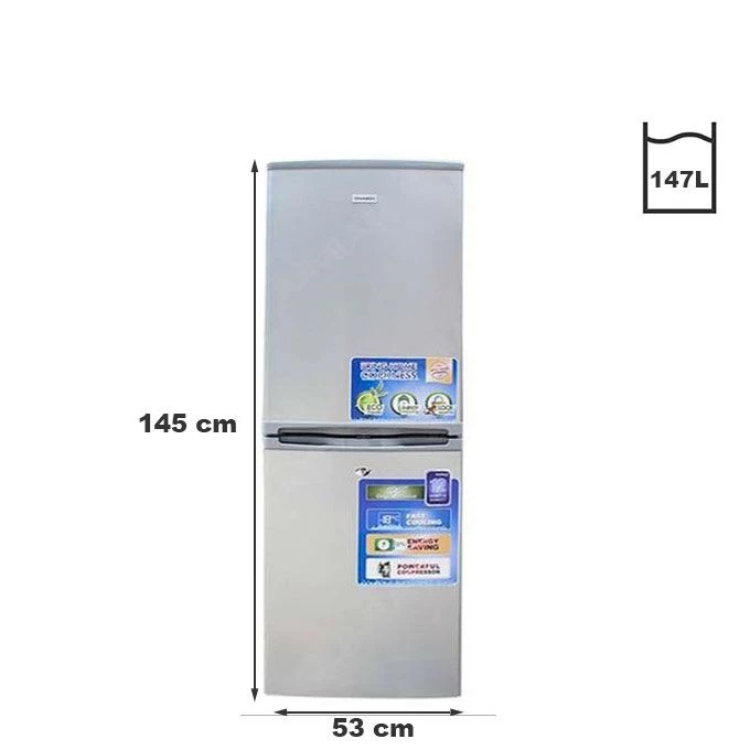 Nasco Réfrigérateur Combiné - 147 Litres - NASD2-20/ HNASD2-20 - A+ - Gris / Bla