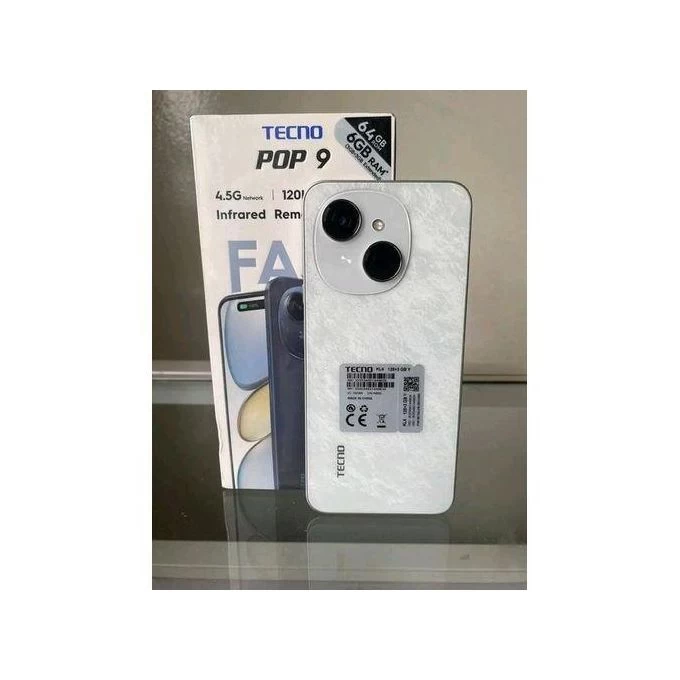 Tecno Pop 9 - 6,67" - 64Go Rom - (3+3)Go Ram - Dual Sim - 13MP - 5000MAH- Blanc