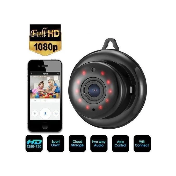 V380 - Mini Caméra De Surveillance - Wifi -1080p - IP - CCTV - Noir